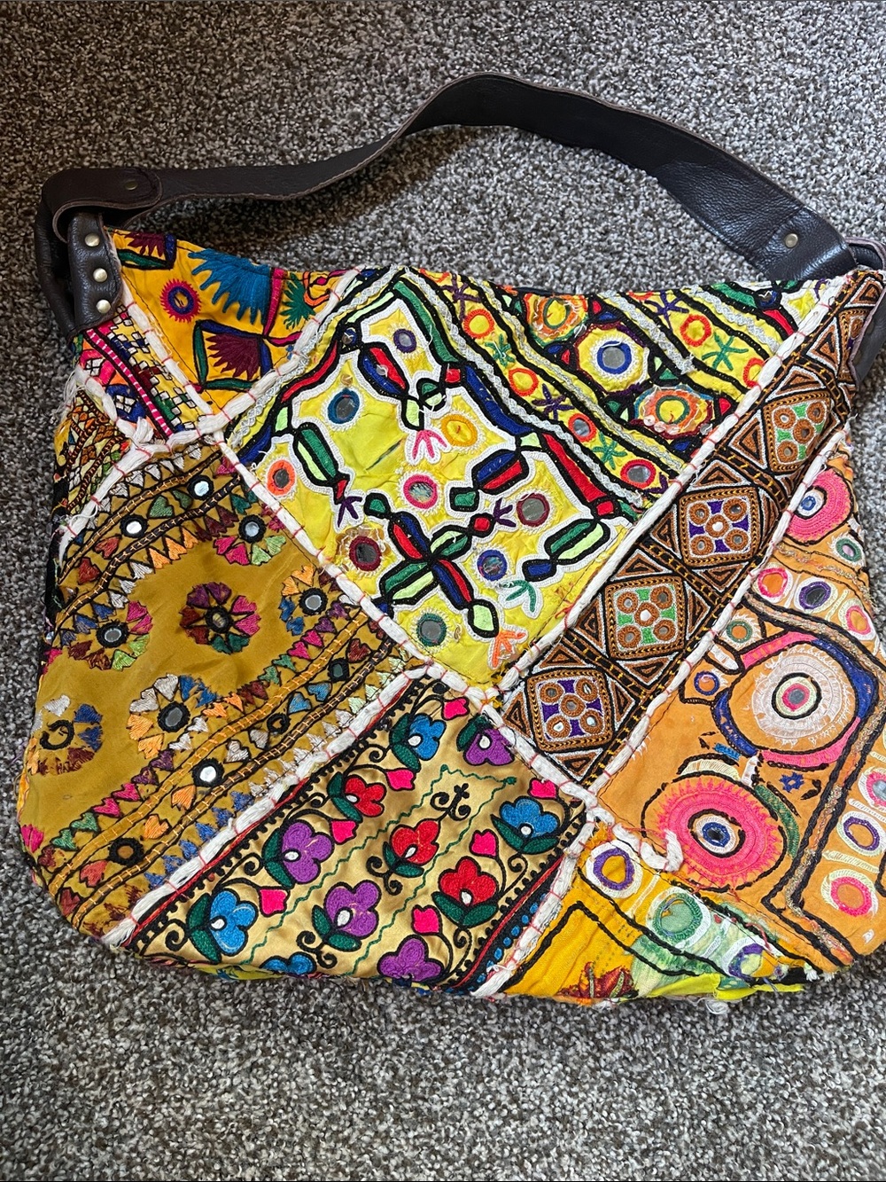 Free People Multicolor Embroidered Patchwork Shoulder Bag